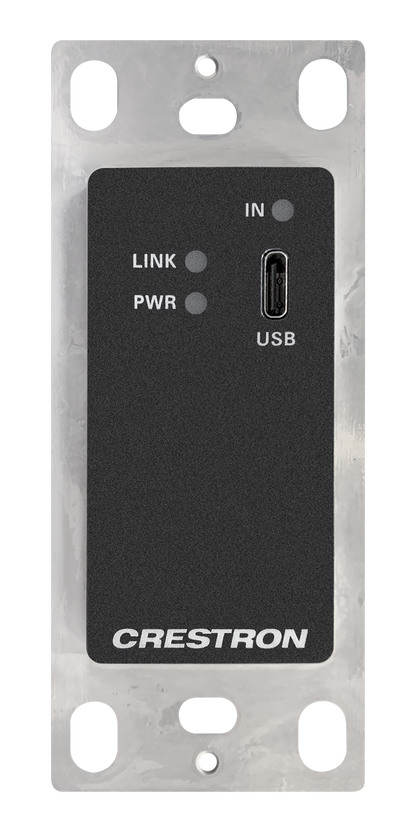 Crestron HD-TX-4KZ-111-1G-B - DM® Essentials 4K60 4:4:4 Transmitter for USB-C® DisplayPort™ Signal Extension over CATx Cable, Wall Plate, Black