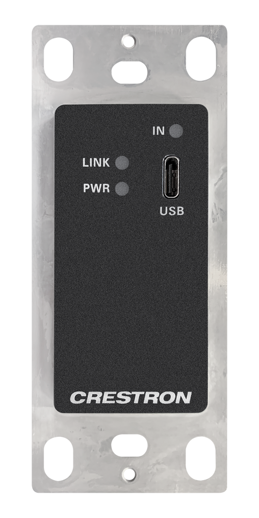 Crestron HD-TX-4KZ-111-1G-B - DM® Essentials 4K60 4:4:4 Transmitter for USB-C® DisplayPort™ Signal Extension over CATx Cable, Wall Plate, Black