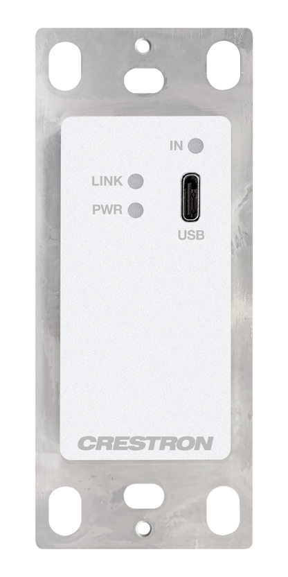 Crestron HD-TX-4KZ-111-1G-W - DM® Essentials 4K60 4:4:4 Transmitter for USB-C® DisplayPort™ Signal Extension over CATx Cable, Wall Plate, White
