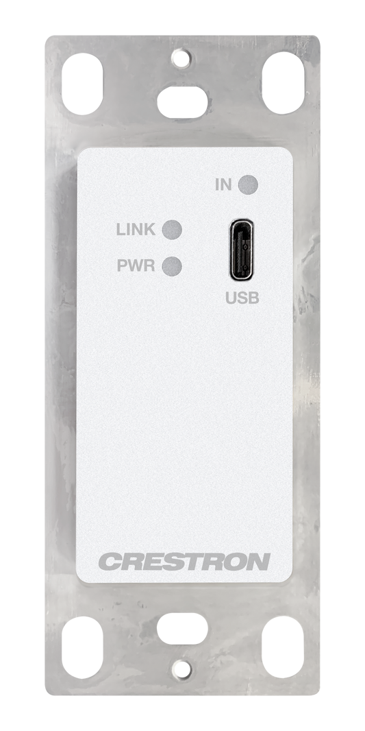 Crestron HD-TX-4KZ-111-1G-W - DM® Essentials 4K60 4:4:4 Transmitter for USB-C® DisplayPort™ Signal Extension over CATx Cable, Wall Plate, White