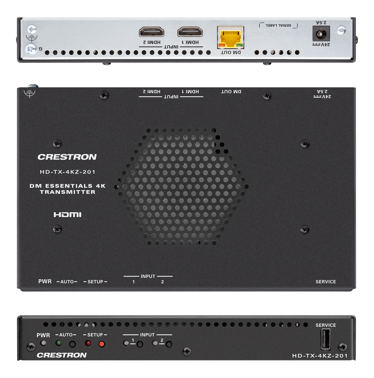 Crestron HD-TX-4KZ-201 - DM® Essentials 4K60 4:4:4 Transmitter and 2x1 Auto-Switcher for HDMI® Signal Extension over CATx Cable