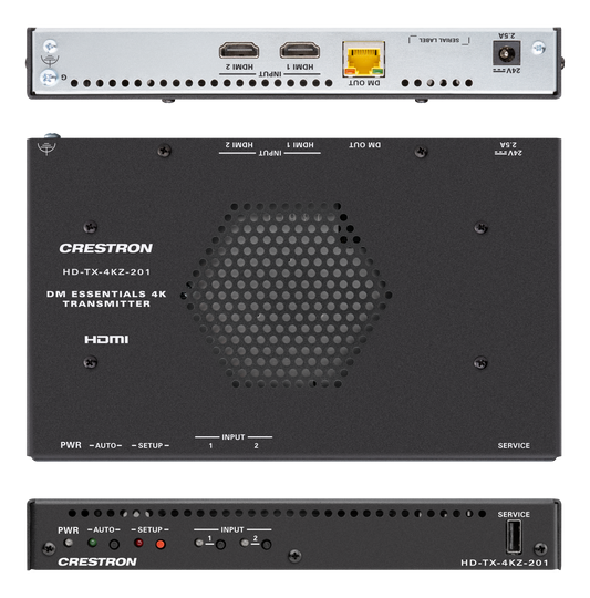 Crestron HD-TX-4KZ-201 - DM® Essentials 4K60 4:4:4 Transmitter and 2x1 Auto-Switcher for HDMI® Signal Extension over CATx Cable
