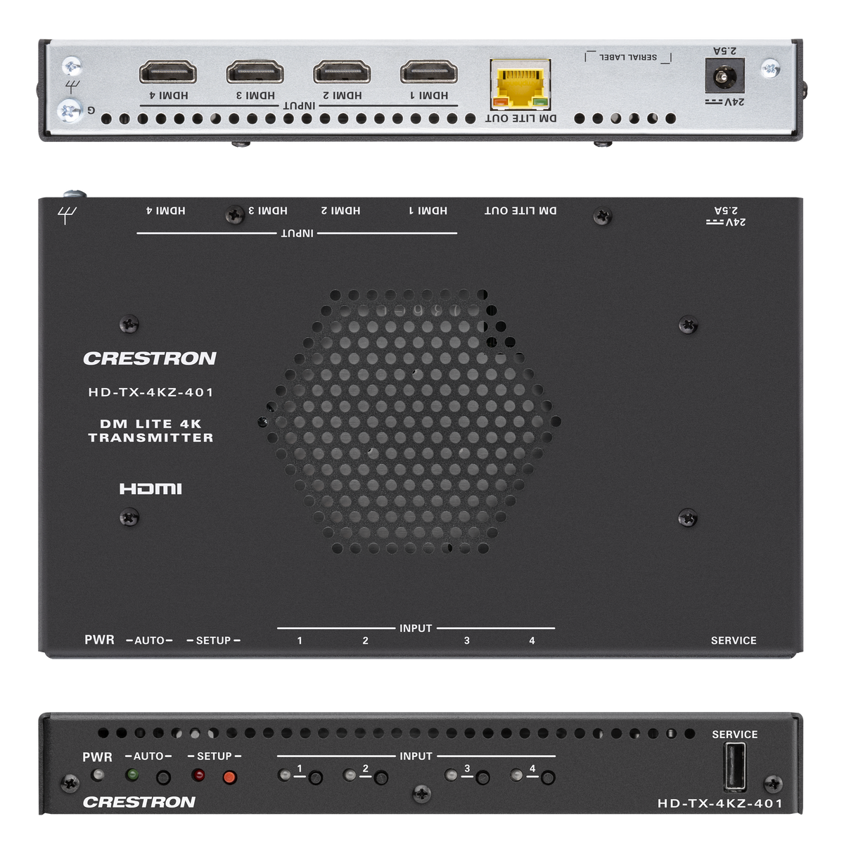 Crestron HD-TX-4KZ-401 - DM® Essentials 4K60 4:4:4 Transmitter and 4x1 Auto-Switcher for HDMI® Signal Extension over CATx Cable