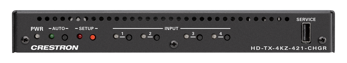 Crestron HD-TX-4KZ-421-CHGR - DM® Essentials 4K60 4:4:4 Transmitter and 4x1 Auto-Switcher for HDMI® and USB-C® DisplayPort™ Signal Extension over CATx Cable