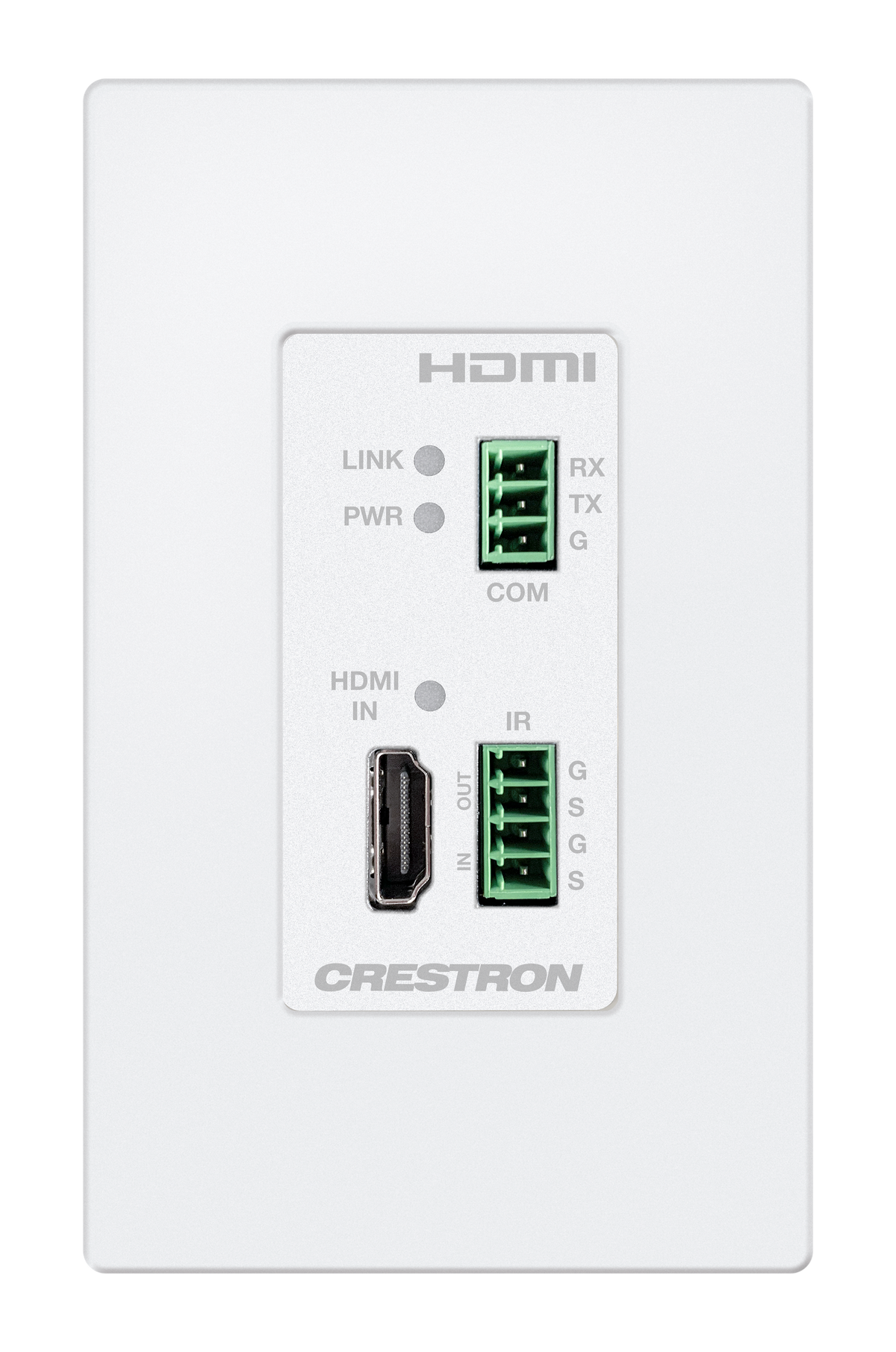 Crestron DM-EXT-1021-1G-W KIT - 4K 2x1 DM® Essentials Scaling Auto-Switcher and Wall Plate Extender over CATx Cable, White