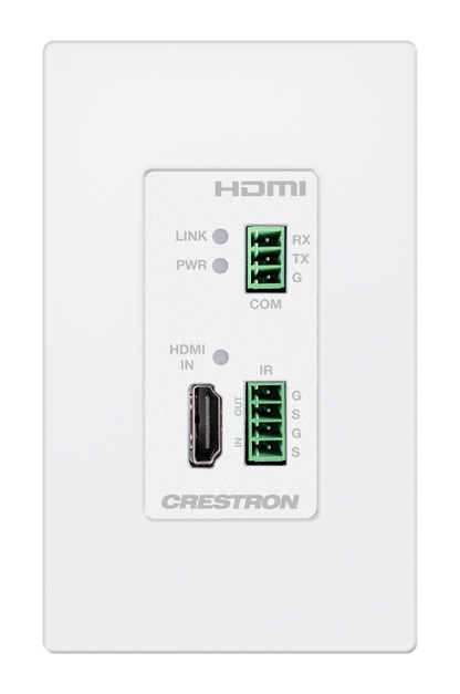 Crestron DM-EXT-1021-1G-W KIT - 4K 2x1 DM® Essentials Scaling Auto-Switcher and Wall Plate Extender over CATx Cable, White