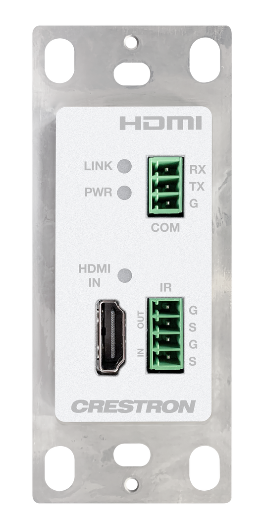 Crestron HD-TXC-4KZ-101-1G-W - DM® Essentials 4K60 4:4:4 Transmitter for HDMI®, RS‑232, and IR Signal Extension over CATx Cable, Wall Plate, White