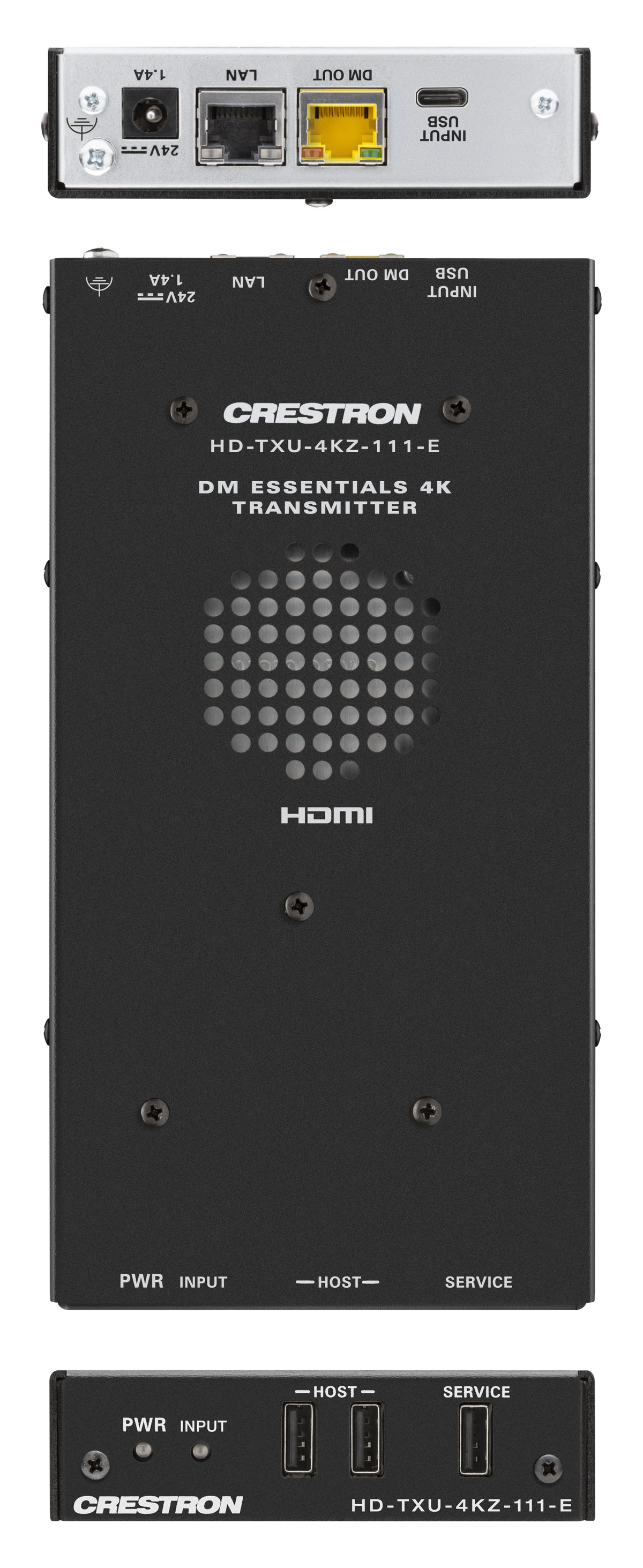 Crestron HD-TXU-4KZ-111-E - DM® Essentials 4K60 4:4:4 Transmitter for USB‑C® DisplayPort™, USB 2.0, and Ethernet Signal Extension over CATx Cable