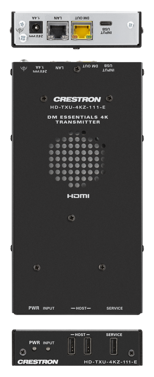Crestron HD-TXU-4KZ-111-E - DM® Essentials 4K60 4:4:4 Transmitter for USB‑C® DisplayPort™, USB 2.0, and Ethernet Signal Extension over CATx Cable