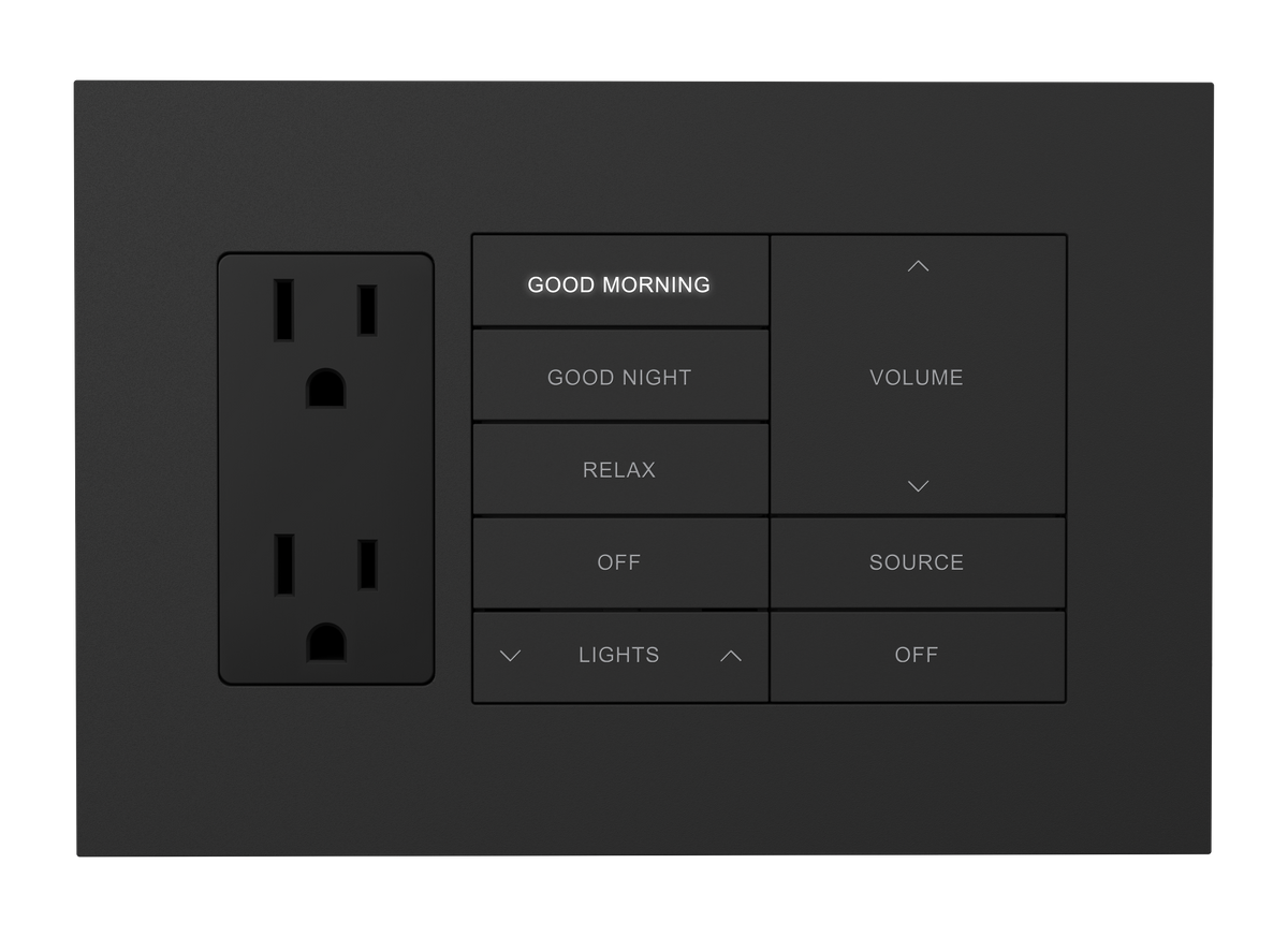 Crestron HZ2-FP-G3-D1-B - Horizon® 2 Faceplate, 3-Gang, 1-Decorator, Black