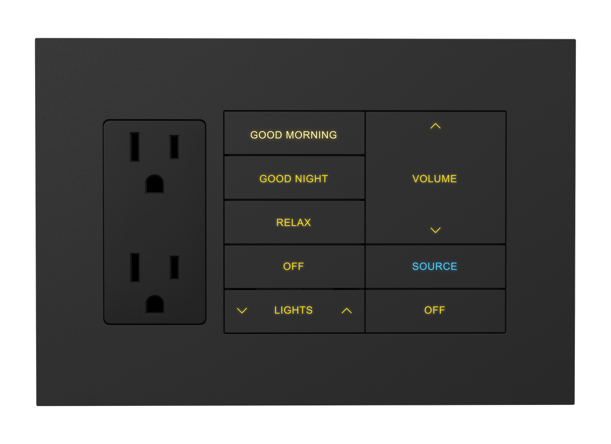 Crestron HZ2-FP-G3-D1-B - Horizon® 2 Faceplate, 3-Gang, 1-Decorator, Black