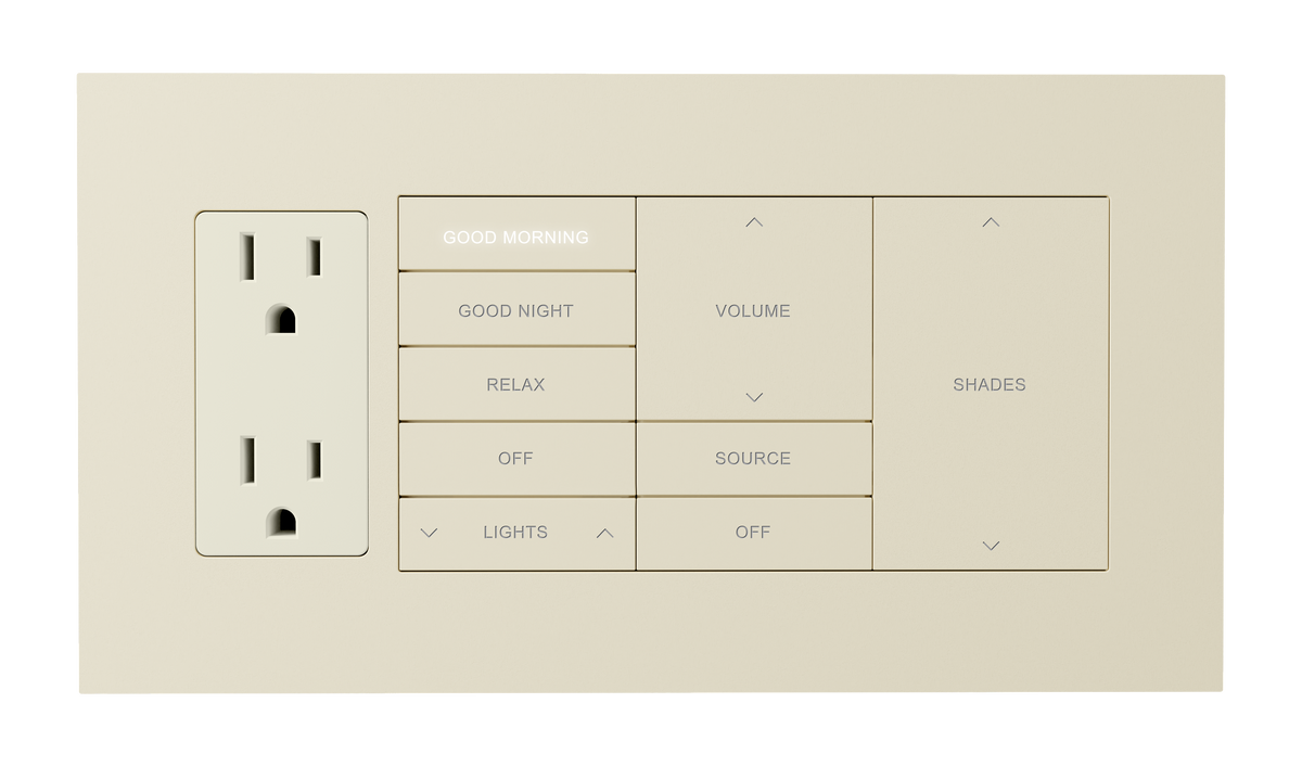 Crestron HZ2-FP-G4-D1-A - Horizon® 2 Faceplate, 4-Gang, 1-Decorator, Almond
