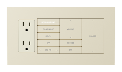 Crestron HZ2-FP-G4-D1-A - Horizon® 2 Faceplate, 4-Gang, 1-Decorator, Almond