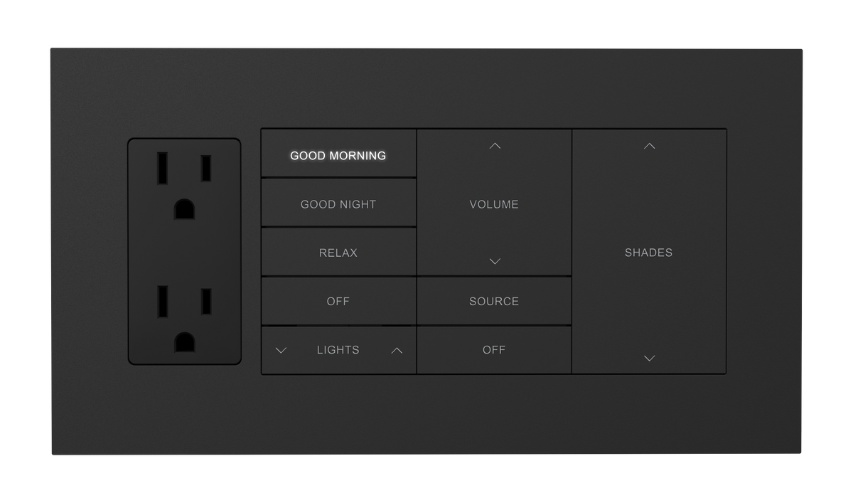 Crestron HZ2-FP-G4-D1-B - Horizon® 2 Faceplate, 4-Gang, 1-Decorator, Black