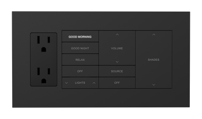 Crestron HZ2-FP-G4-D1-B - Horizon® 2 Faceplate, 4-Gang, 1-Decorator, Black