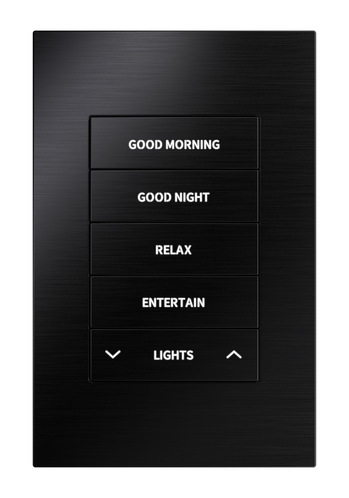 Crestron HZ2-KPEX-BR-BLK ENGRAVED - Horizon® 2 In-Wall Keypad with infiNET EX® Wireless Communication, 120 VAC, Custom Engraved, Brushed Black