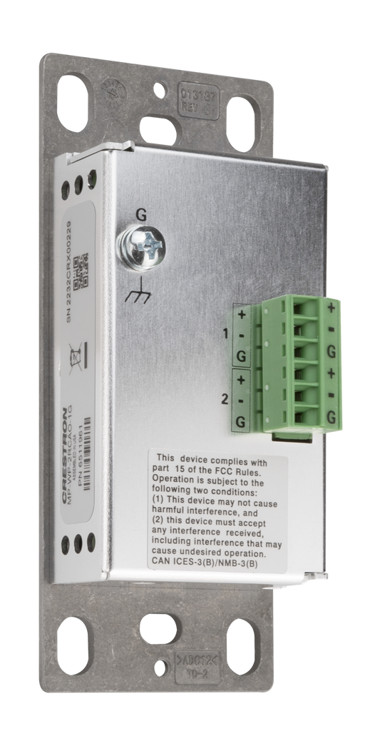 Crestron MP-WP-2RCAO-1G - Media Presentation Wall Plate - RCA, Black, 1-Gang