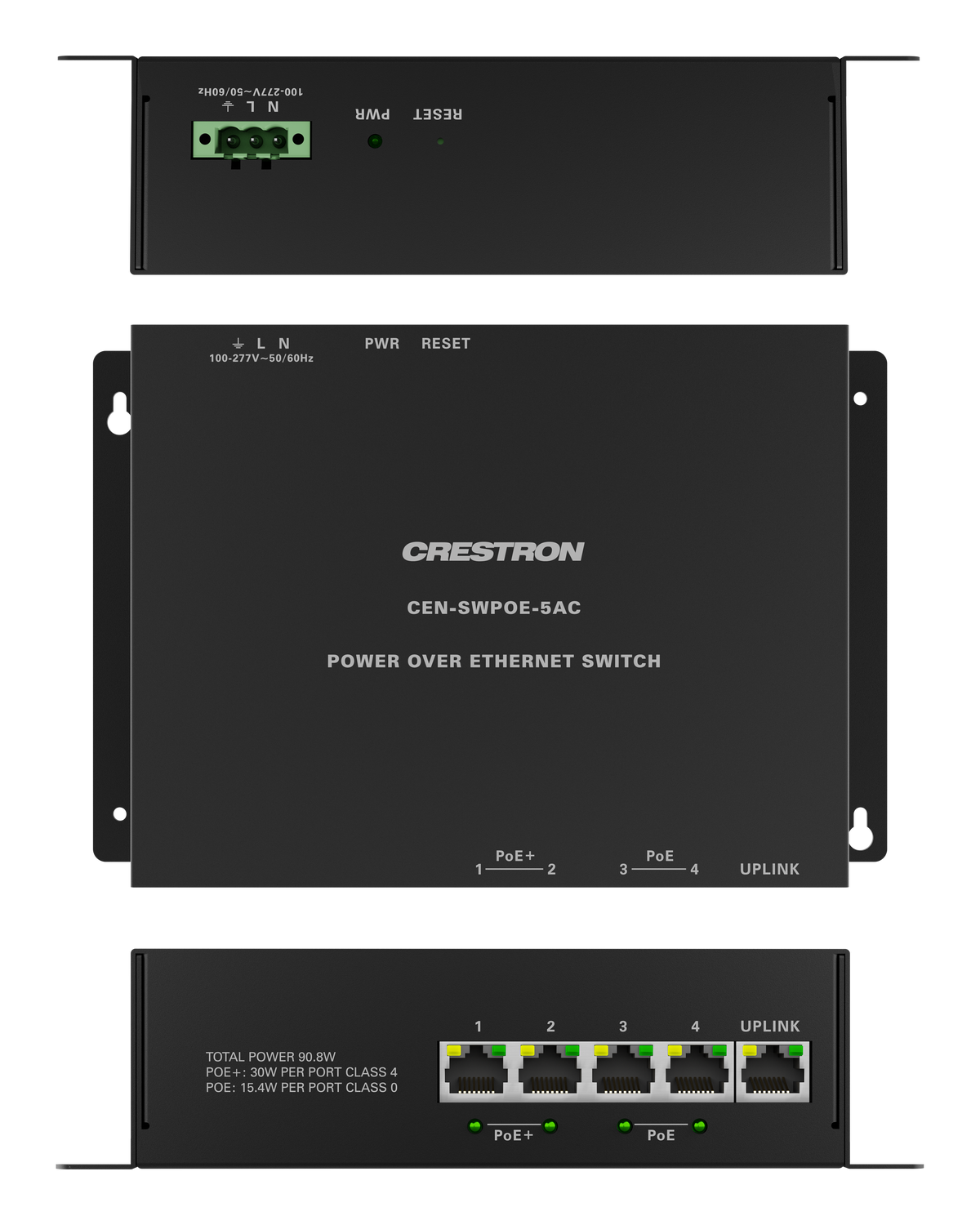 Crestron CEN-SWPOE-5AC - 5-Port PoE Network Switch