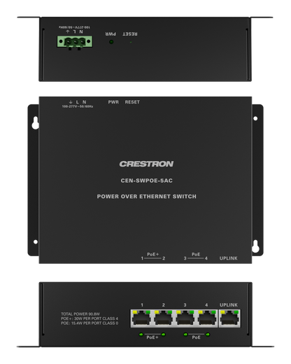 Crestron CEN-SWPOE-5AC - 5-Port PoE Network Switch