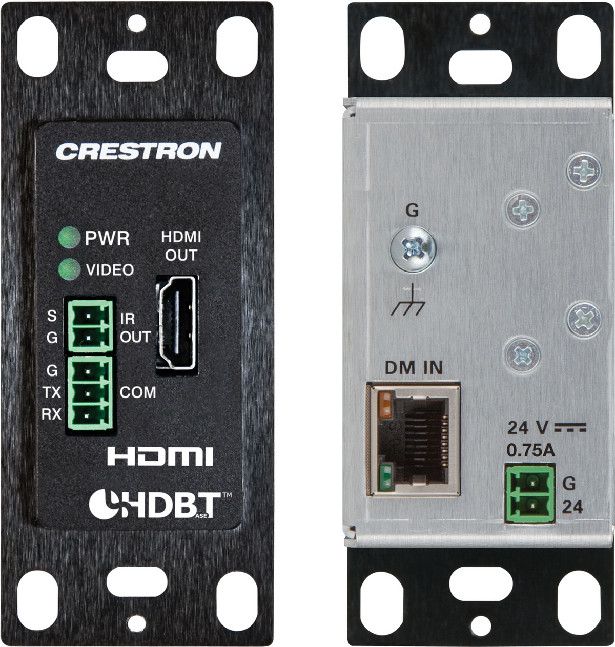 Crestron DM-RMC-4K-100-C-1G-B-T - Wall Plate 4K DigitalMedia 8G+® Receiver & Room Controller 100, Black Textured