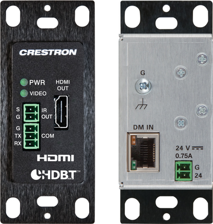 Crestron DM-RMC-4K-100-C-1G-B-T - Wall Plate 4K DigitalMedia 8G+® Receiver & Room Controller 100, Black Textured