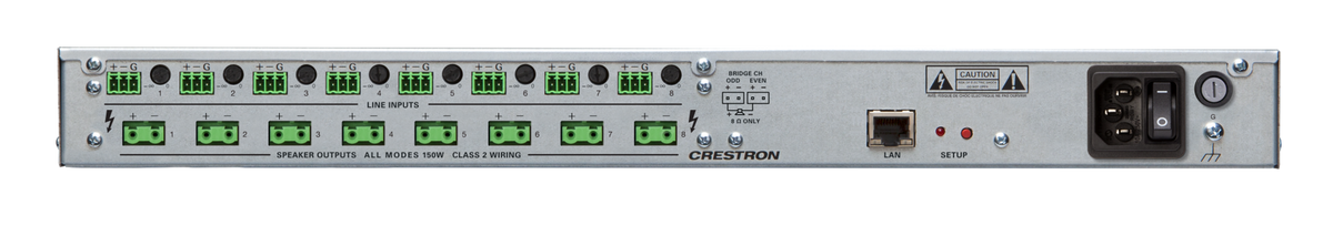 Crestron AMPI-8150 - 8-Channel Power Amplifier, 150W/Ch., 4/8 Ohm or 100V, International, 220-240V