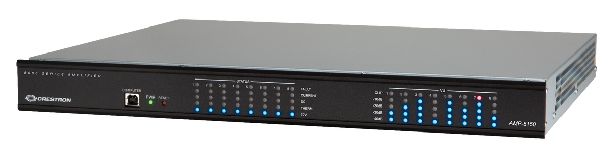 Crestron AMPI-8150 - 8-Channel Power Amplifier, 150W/Ch., 4/8 Ohm or 100V, International, 220-240V