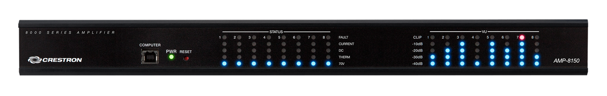 Crestron AMPI-8150 - 8-Channel Power Amplifier, 150W/Ch., 4/8 Ohm or 100V, International, 220-240V