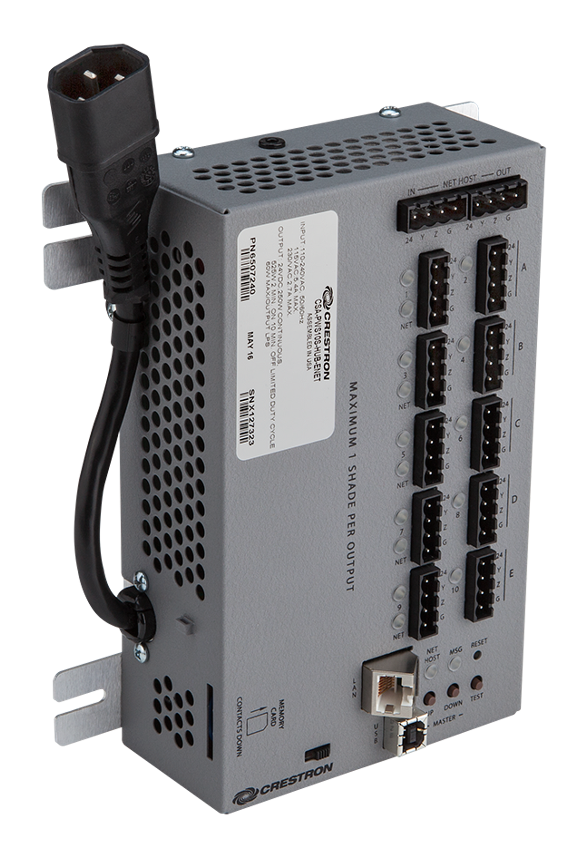 Crestron CSA-PWS10S-HUB-ENET - 10-Motor Power Supply with Ethernet to Cresnet® Bridge and Cresnet Hub