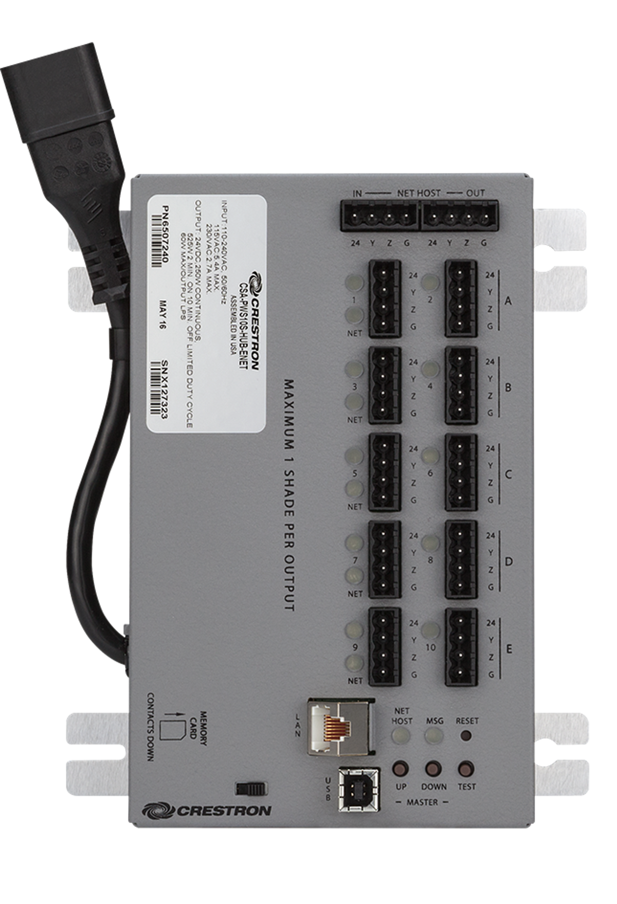 Crestron CSA-PWS10S-HUB-ENET - 10-Motor Power Supply with Ethernet to Cresnet® Bridge and Cresnet Hub