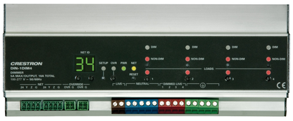 Crestron DIN-1DIM4 - 4 Channel Dimmer, 1 Feed, DIN Rail Mount