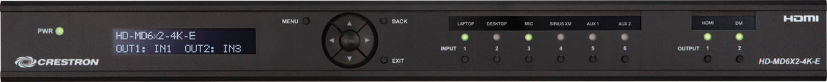 Crestron HD-MD6X2-4K-E - 6x2 4K HDMI® Switcher