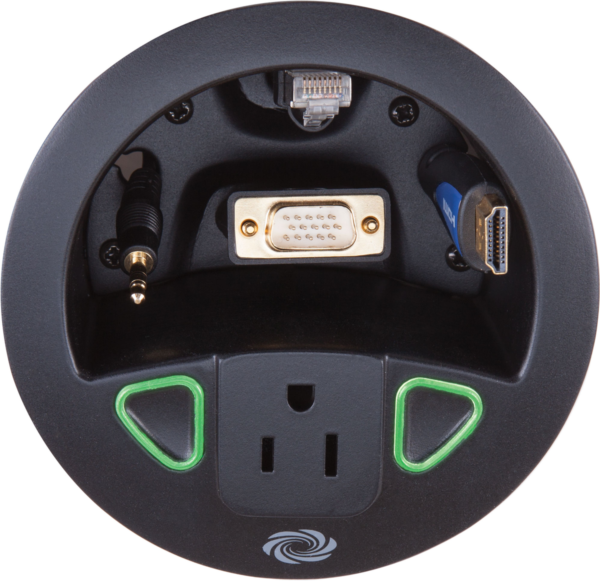 Crestron TT-100-B-T - Crestron Connect It™ Cable Caddy w/120V Outlet, No Cables, Black Textured