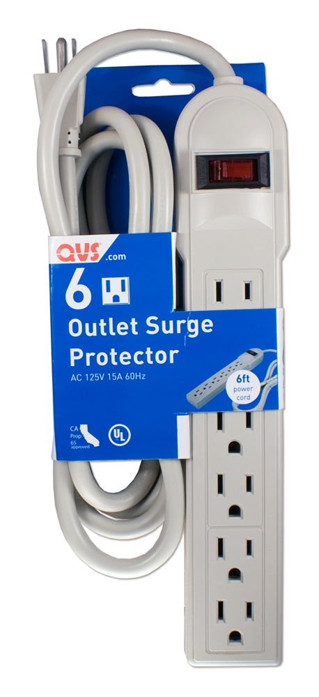 6-Outlets Surge Protector with 6ft Cord