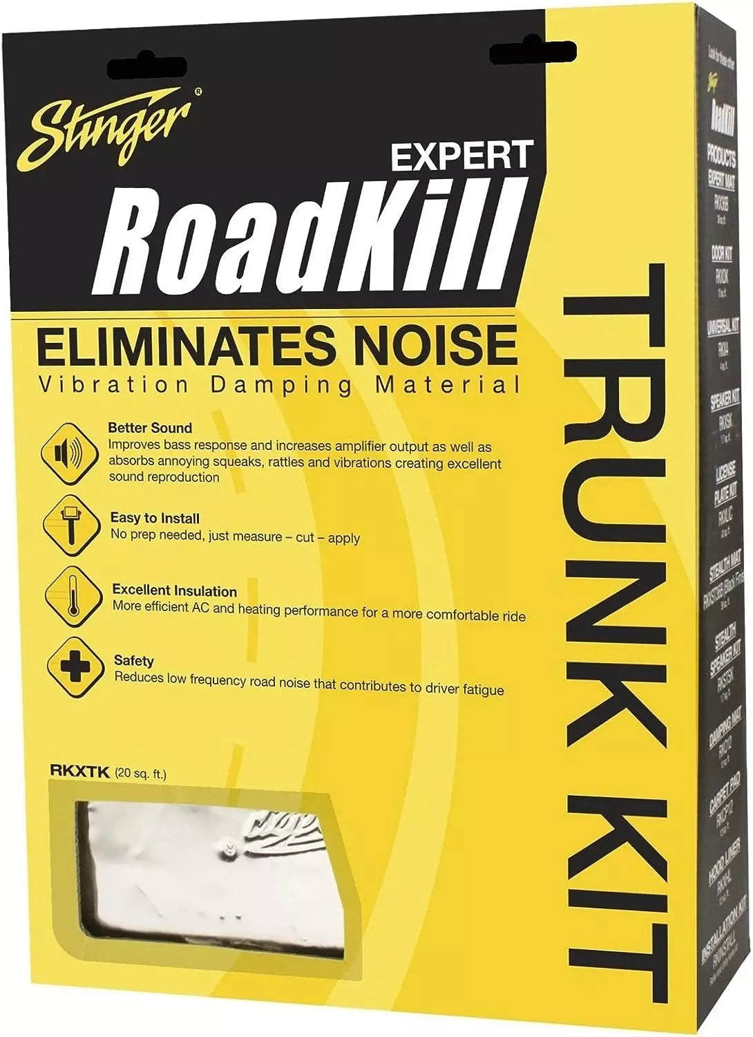 RKXTK Roadkill Expert Series 20 Square Feet Sound Damping Material Trunk Kit,Bla