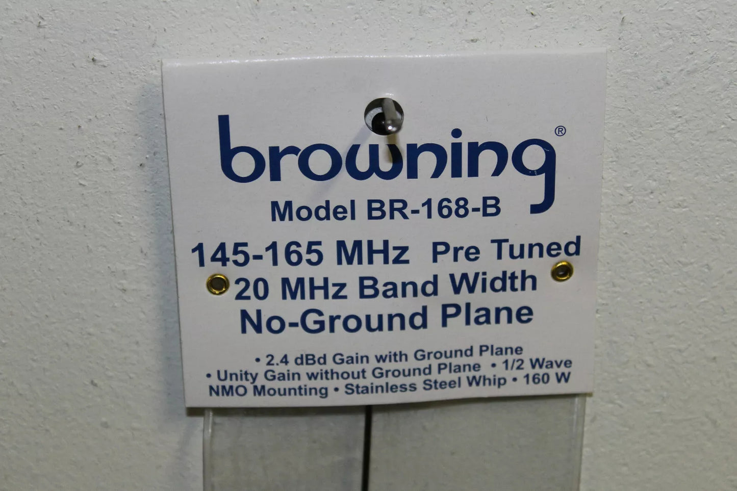 Browning BR-168-B VHF Pretuned No-Ground NMO Wideband Antenna 146-165 MHz Ham