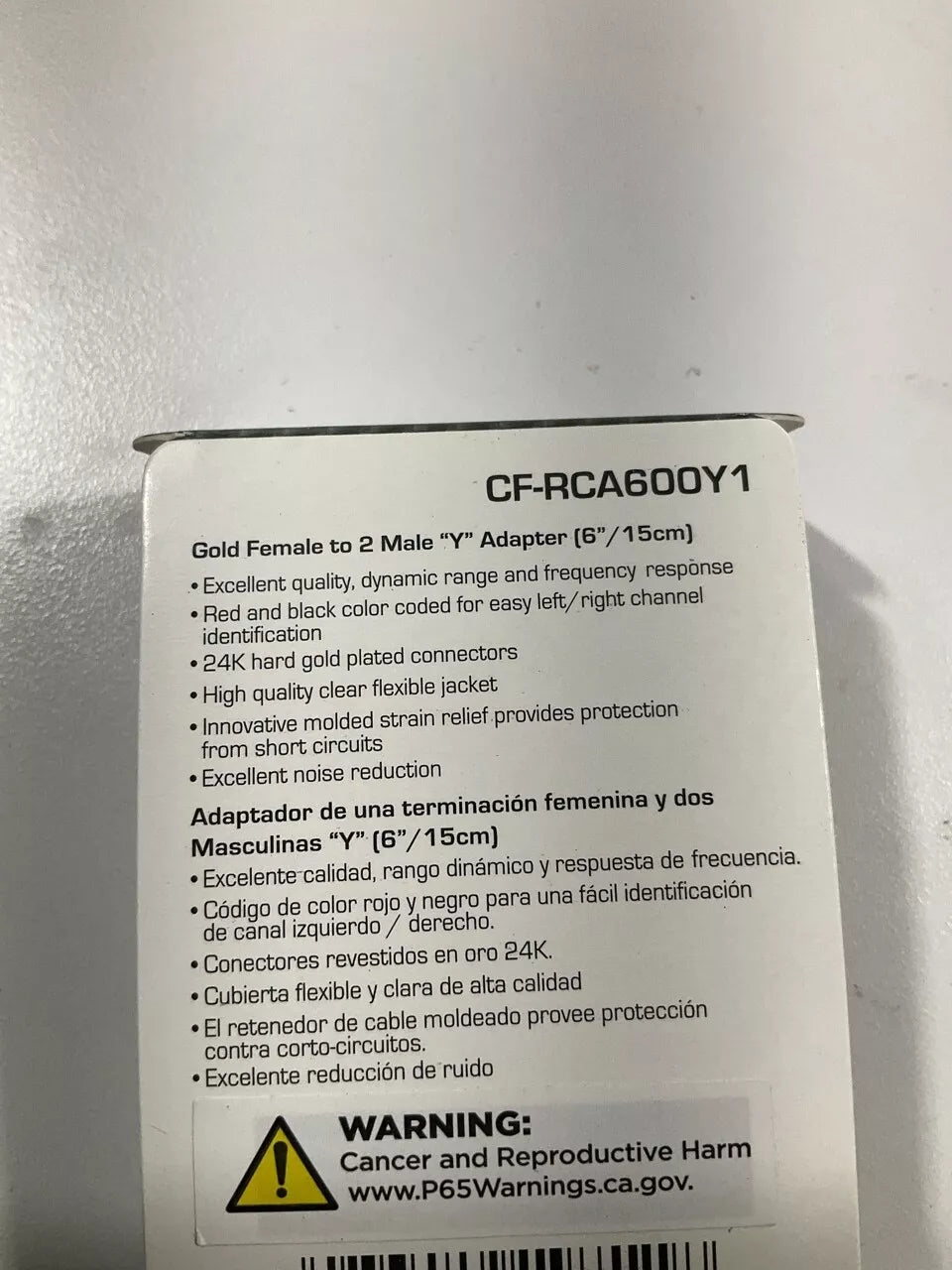 Metra CF-RCA600Y1 RCA 6" Long 1 Female To 2 Male Y-adapter Cable, Gold Connector